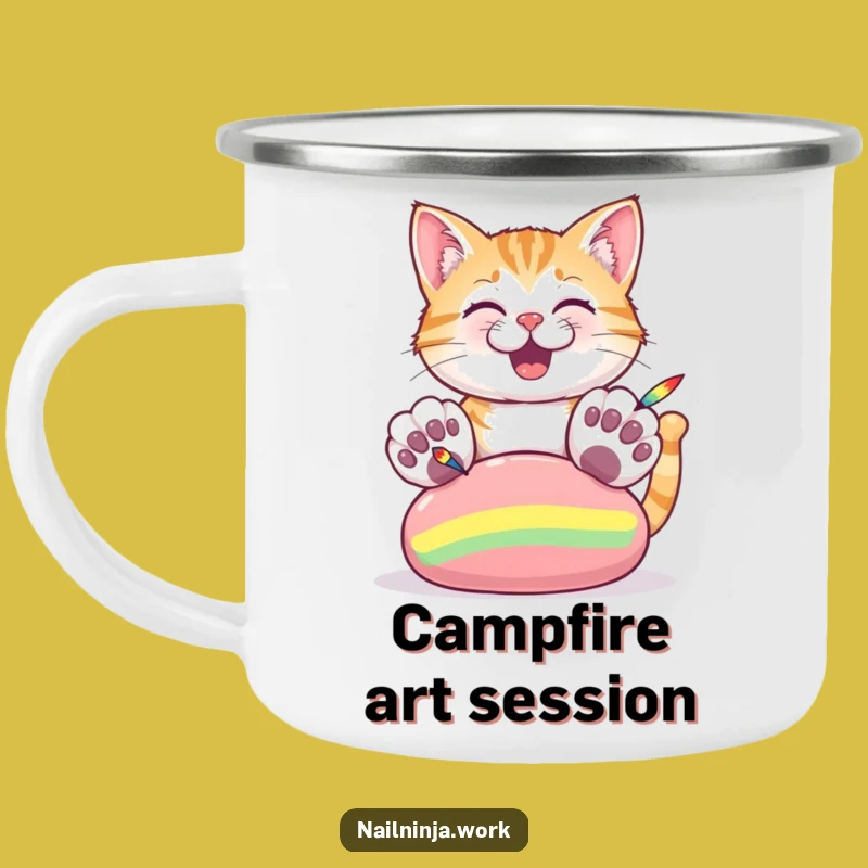 Durable Funny Cat Paw Painting Camping Mug: Outdoor Drinkware