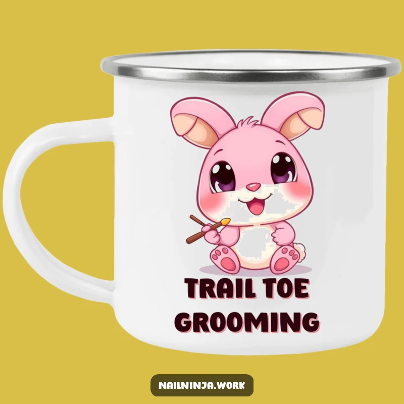 Funny Bunny Nail Painter Camping Mug: Adventure with Cute Humor