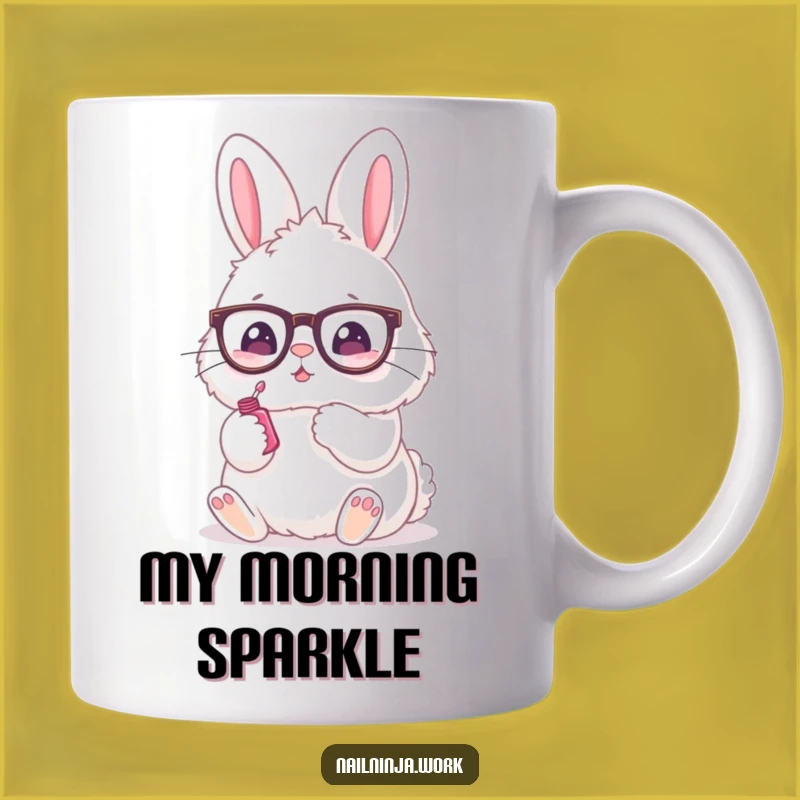 Funny Bunny Nail Polish Mug: Adorable Pet Graphic for Beauty Lovers