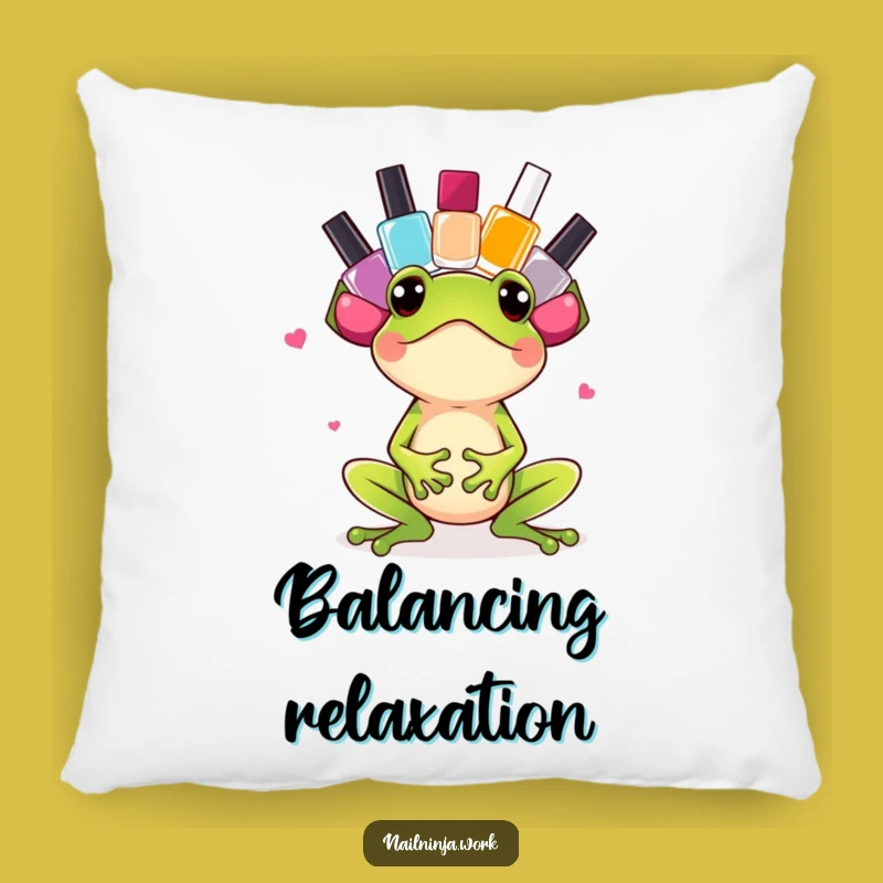 Funny Frog Nail Polish Pillow: Cuddle Up with Bouncy Humor