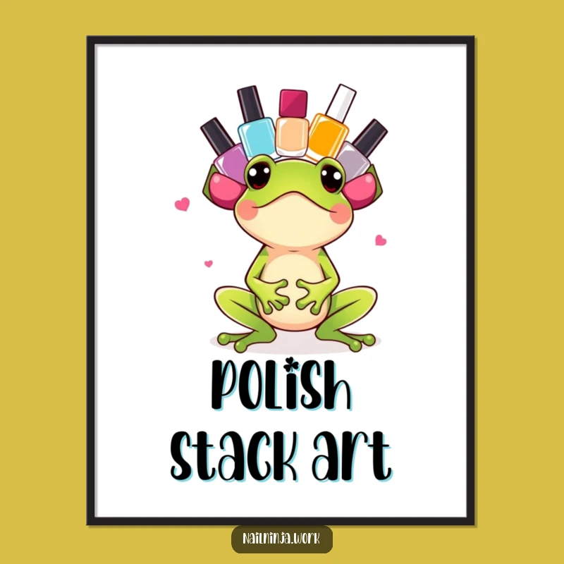 Funny Frog Nail Polish Digital Art Print: Instant Bouncy Humor Decor