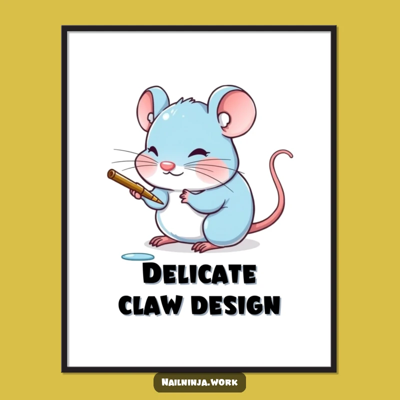 Funny Mouse Nail Art Digital Print: Instant Tiny Humor Decor