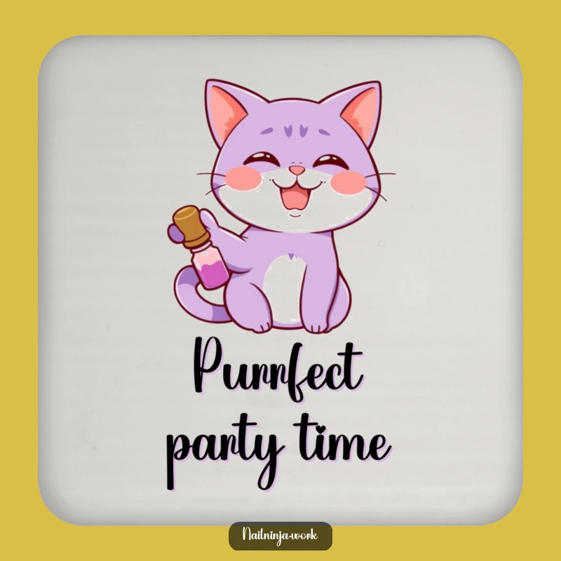Funny Cat Nail Polish Coaster: Protect Surfaces with Feline Fun