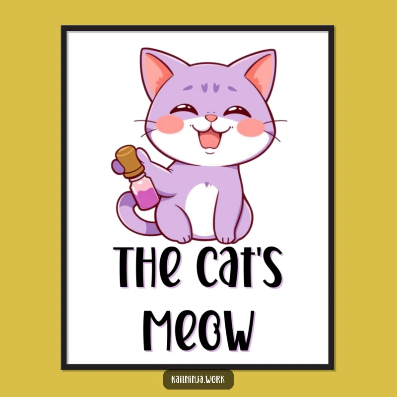 Funny Cat Nail Polish Poster: Wall Art That Makes You Smile