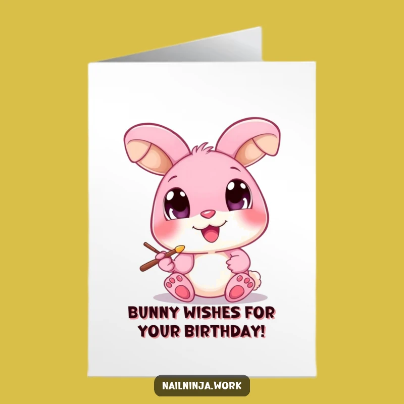 Free Printable Birthday Card: Funny Bunny Nail Art DIY Gift, Perfect for Lovers