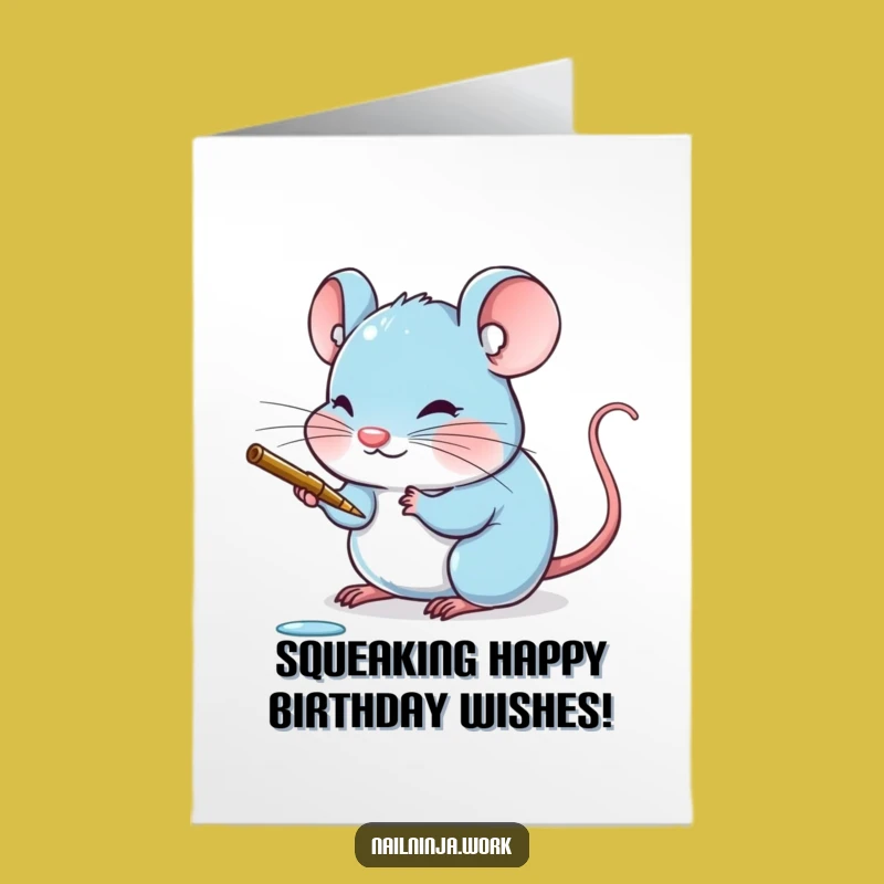 Free Printable Birthday Card: Cute Mouse Nail Art DIY Gift, Delicate Surprise