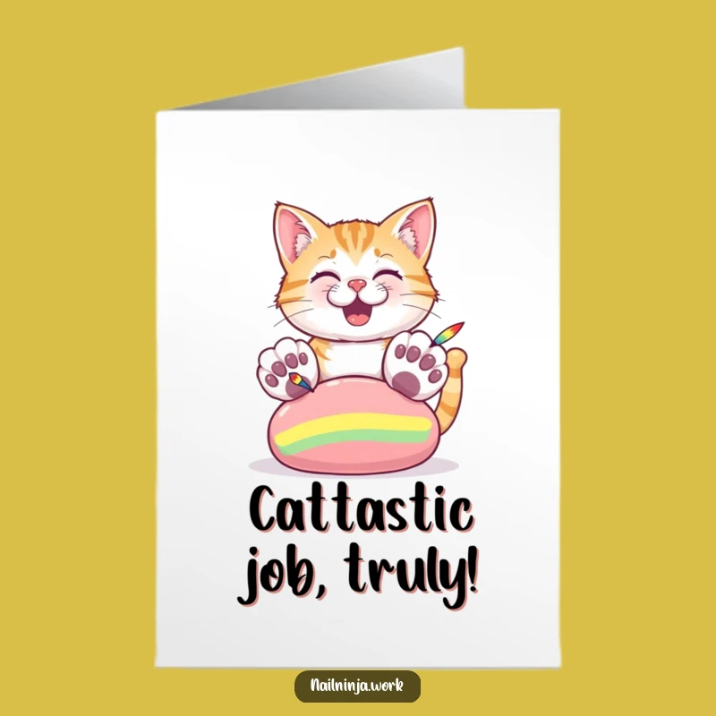 Free Printable Cat Painter Card: Colorful Downloadable Congrats for a Masterpiece
