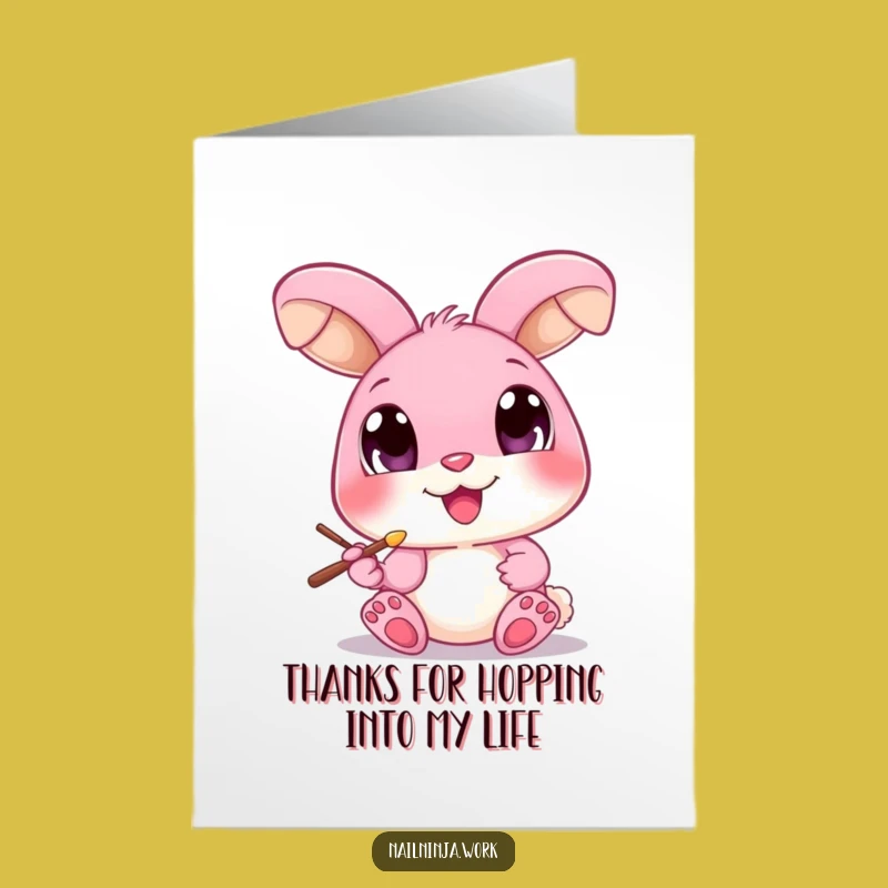 Free Printable Thank You Card: Funny Bunny Nail Art, Quick DIY Greeting