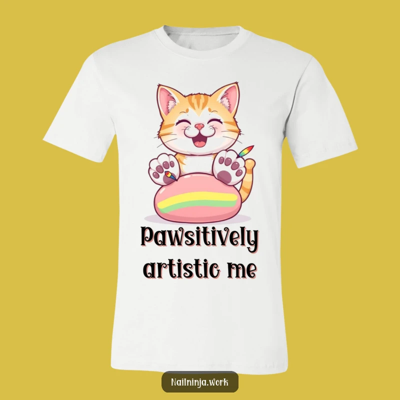 Funny Cat Paw Painting T-Shirt: Hilarious Pet Graphic Tee