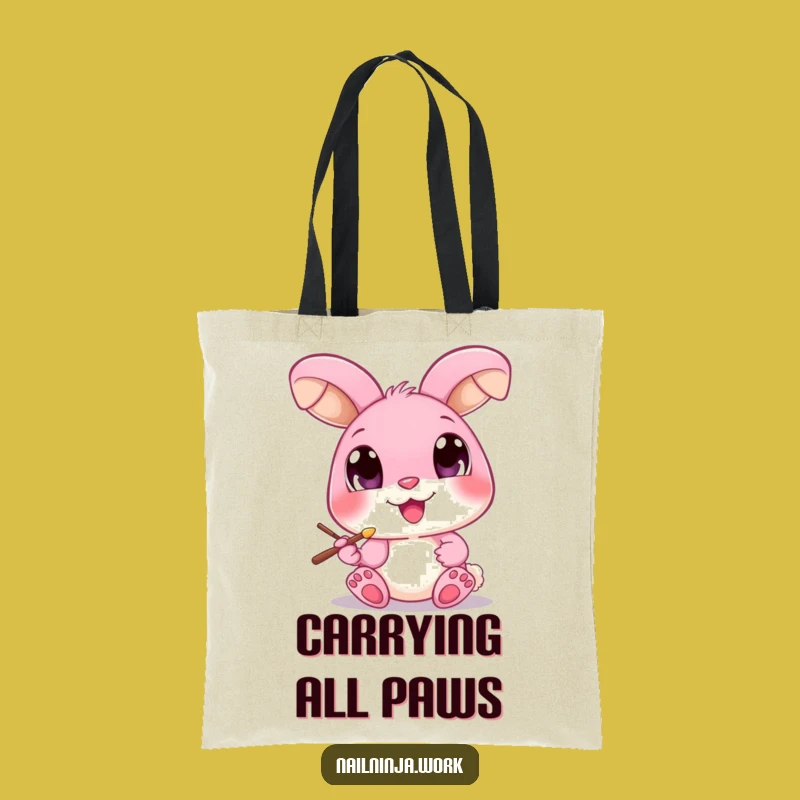 Funny Bunny Nail Art Tote Bag: Carry Your Essentials with Cute Humor