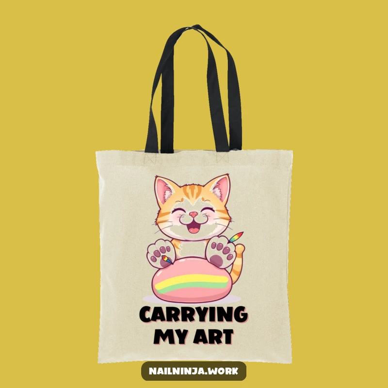 Funny Cat Paw Painting Tote Bag: Hilarious Accessory for Cat Lovers